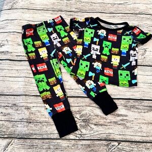 Little Snuggles Kids’ Bamboo Pajama Set With Minecraft Print Size 12-18 Months